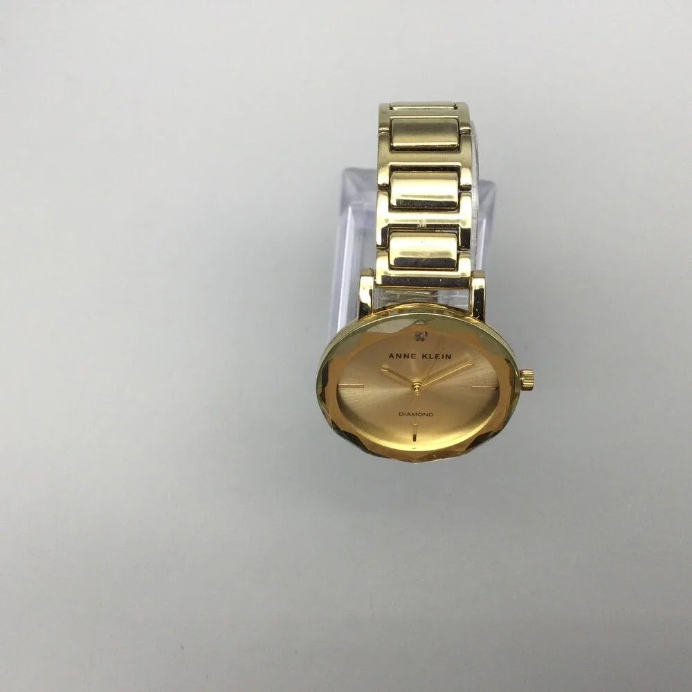 Anne Klein Diamond Accent Womens Watch 32mm Gold Tone AK/1328 New Battery 6.25